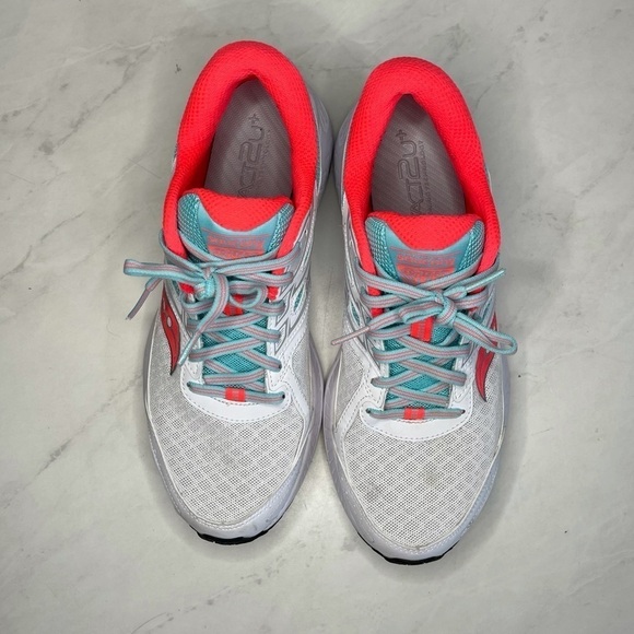 Saucony Cohesion 13 Women’s White Pink Blue Running Shoes Size 9 - Picture 2 of 8